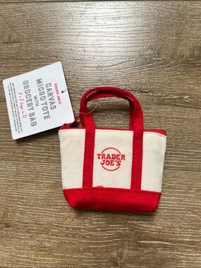 Trader Joe's Mini Canvas Tote in Red and Cream